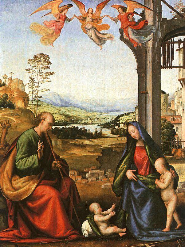 Fra Bartolommeo The Holy Family with the Infant St. John in a Landscape oil painting picture